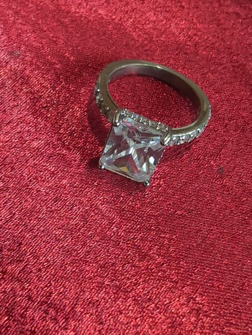 Classic Square-Cut Solitaire Ring in Silver with Clear Stone